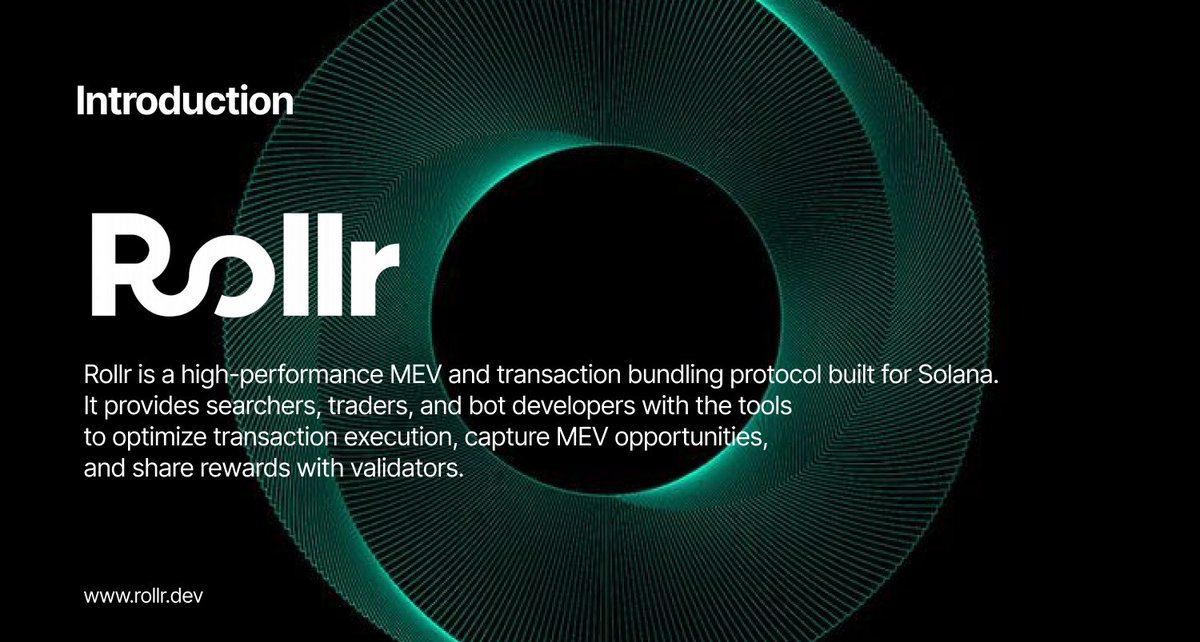 UseRollr's tweet photo. Rollr: The high-performance MEV and transaction bundling protocol built on Solana. Empowering searchers, traders, and validators. https://t.co/wxMf5mDQ3r