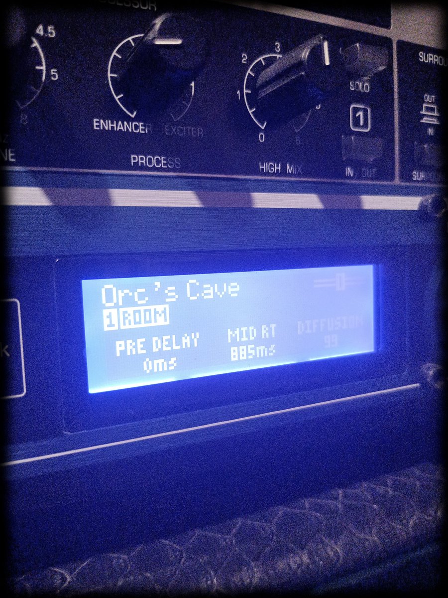 We are in the stereo ambience of the new <a href="/Ibridoma/">IbridomaOfficial</a>  album.
And when it comes to professional reverbs, one name is sacred to me: <a href="/lexiconpro/">Lexicon Pro</a> 
With the right preset, of course!

#orcscave #THEreverb #heavymetal #modernmetal #theseventhseal #production #mixtering #theextremeway