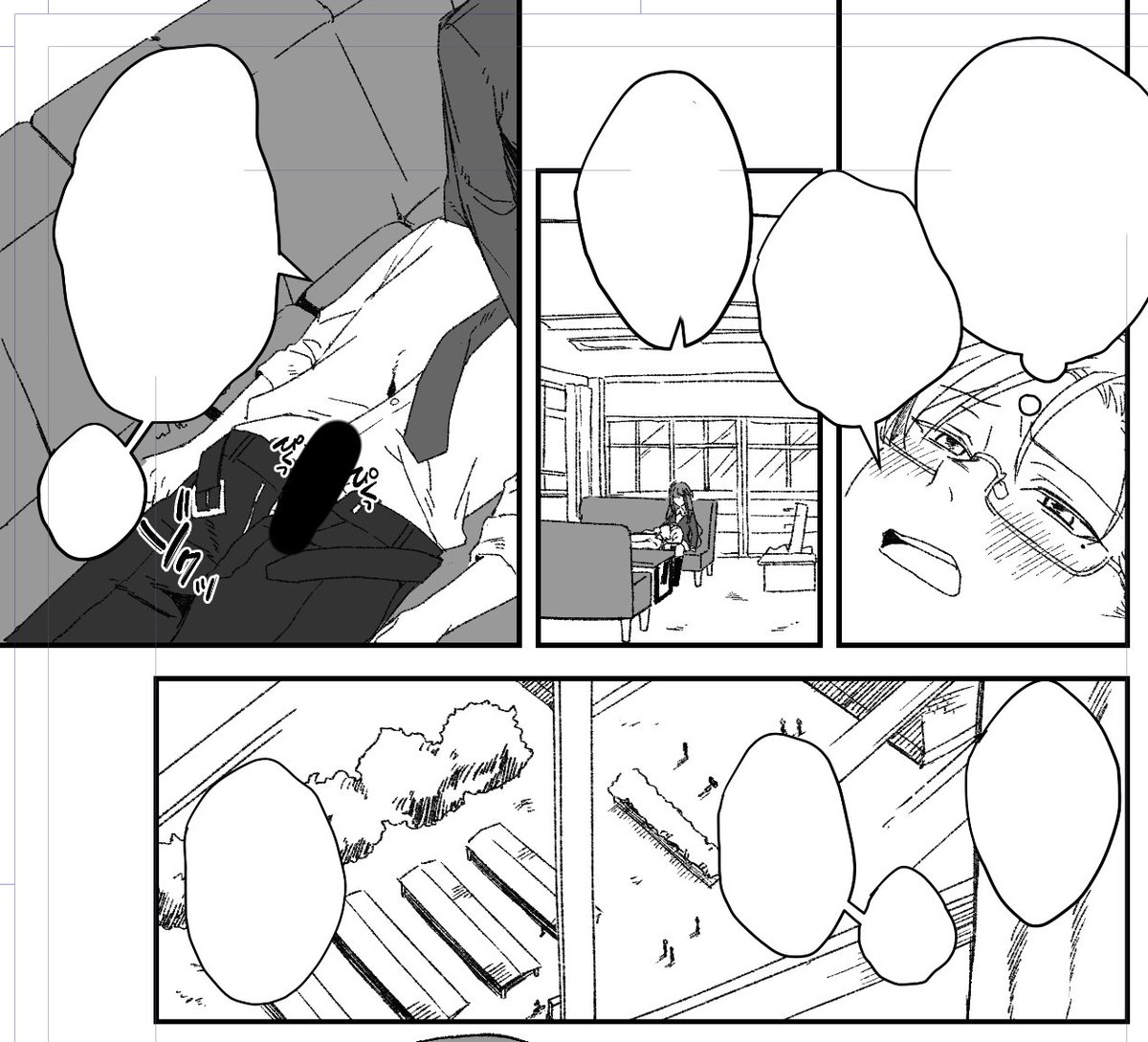 最近読んだ漫画に影響されて引きのコマ描くのにハマってます 