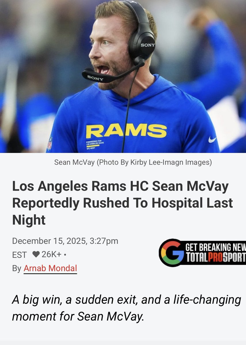 LoveBling6's tweet image. What do you see? 
#SeanMcVay rushes to hospital