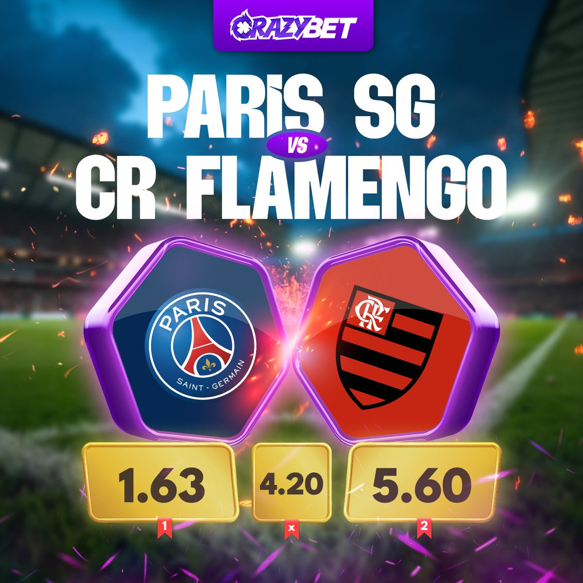 PSG vs Flamengo for the Intercontinental Cup 🔥⚽

Europe vs South America… Who claims the trophy? 🌍🏆

💰 25€ for 1 winner who hits the exact score

To enter: follow us + reply with your score &amp; username 👇 #IntercontinentalCup #PSG #Flamengo