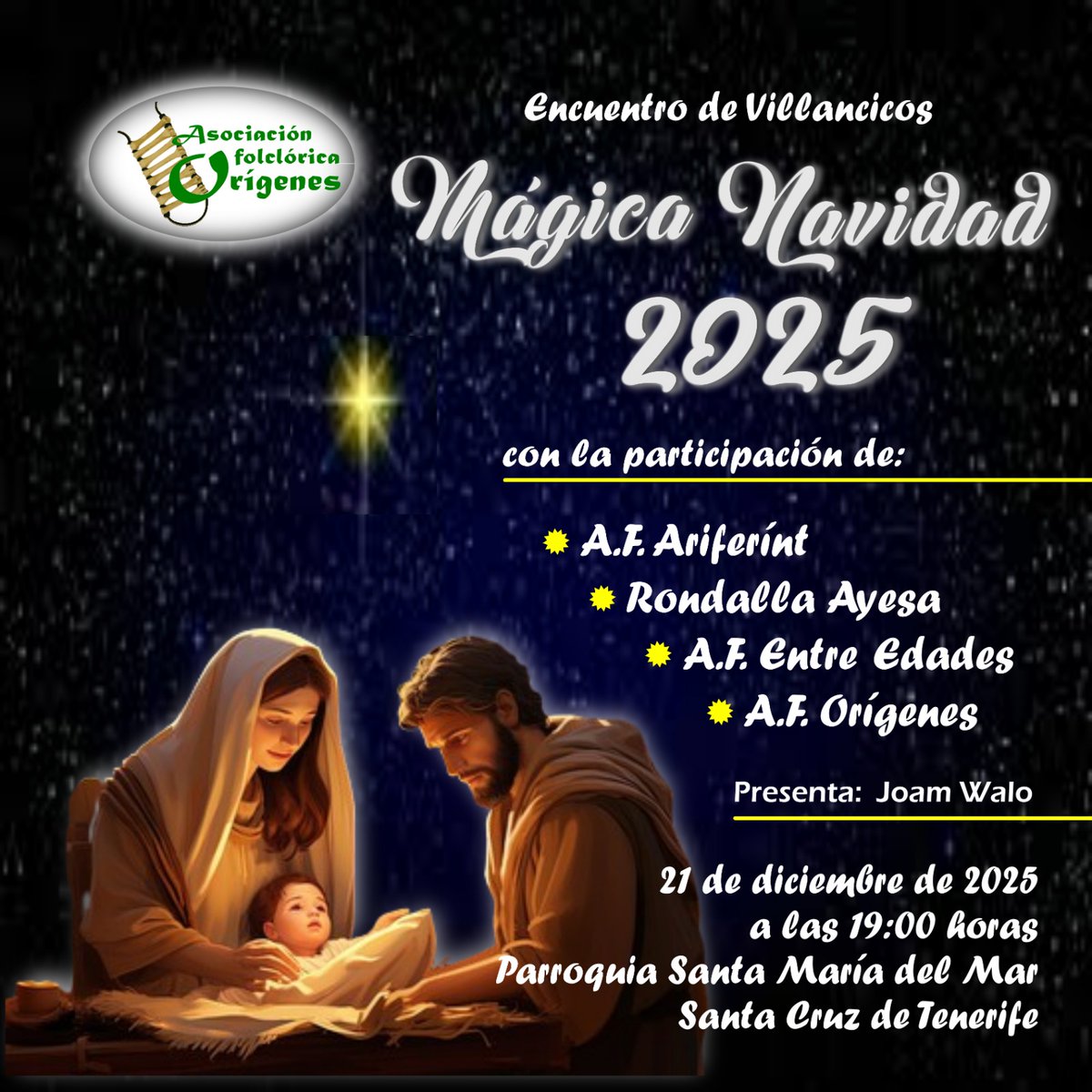 aforigenes's tweet photo. El próximo domingo 21 de diciembre a las 19h celebramos nuestro Encuentro de Villancicos "Mágica Navidad" en La Parroquia de Santa María del Mar. Nos acompañarán los grupos A.F. Ariferint Rondalla Ayesa y Entre Edades A.F. LES ESPERAMOS!!! @DisSuroeste @laculturaensc https://t.co/xkEsccoJJA