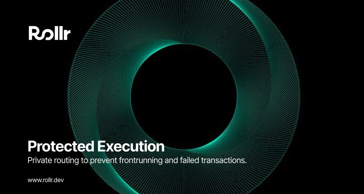 UseRollr's tweet photo. Protected Execution on Rollr. 
Private routing to eliminate frontrunning and failed transactions.
#Rollr #FrontrunningProtection #CryptoSecurity #DeFi https://t.co/hf9SeCcIPn