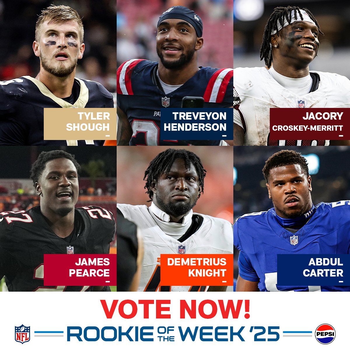 Who should be the Week 15 <a href="/pepsi/">Pepsi</a> Zero Sugar Rookie of the Week?

Vote now ➡️ nfl.com/rookies