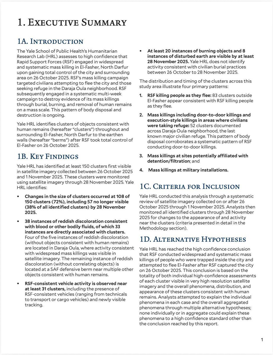 Himma0099's tweet image. 🇸🇩 #Sudan

🚨 Extremely Serious Human Rights Report 🚨:

🔗✅ The documented records and verified evidence prove that the Rapid Support Forces ( #RSF )

✅ carried out widespread and systematic mass killings against civilians in
the city of #ElFasher – #Sudan

According to the