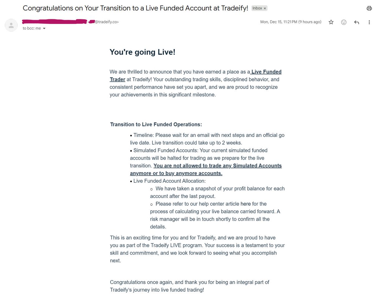 OMFGG WE DID IT - WE’RE OFFICIALLY GOING LIVE WITH @TRADEIFY🙏

Wow, it’s kind of crazy to think after 4 months we’re going live with another top firm. 

And you guys got to see this entire journey from the start which is even cooler :))

I’m doing everything I can to prove to