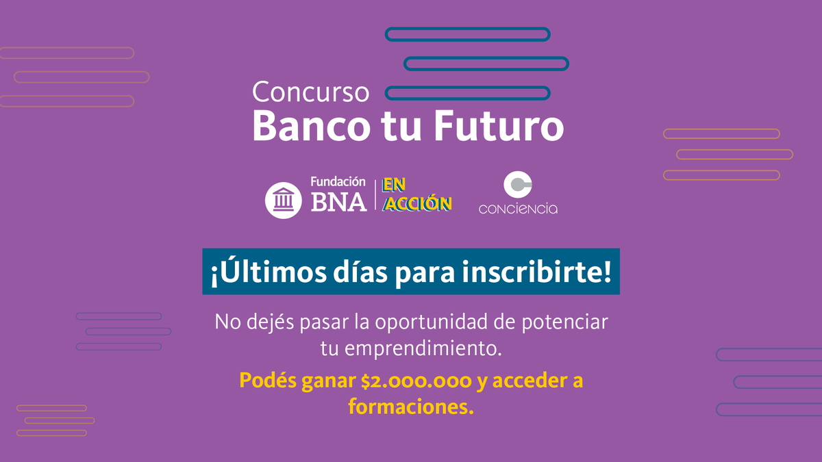 ⏳ ¡Últimos días para participar del Concurso Banco Tu Futuro!

🔗 Inscribite al concurso de emprendedores en este link: docs.google.com/forms/d/e/1FAI…