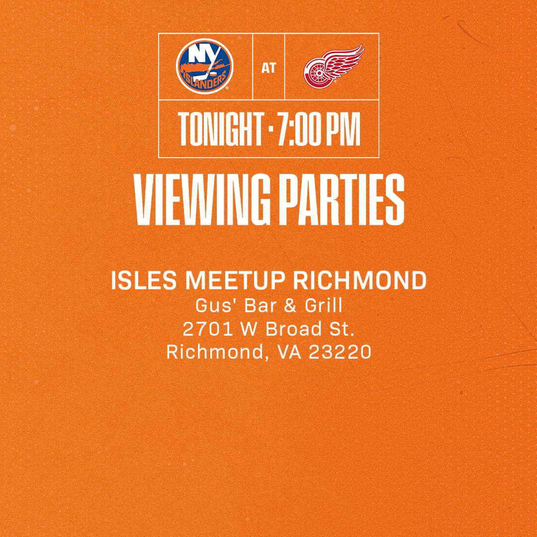 Watch the game with #IslesNation at tonight's #Isles Viewing Party in Richmond!