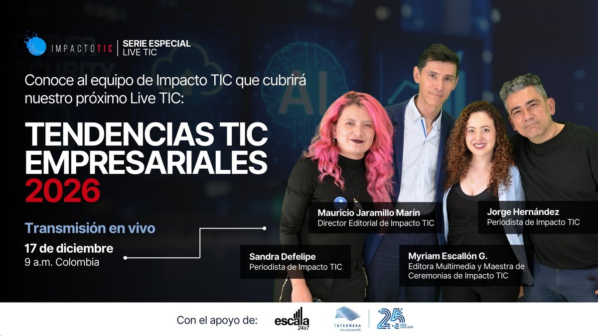 Estamos muy cerca de dar inicio al último Live TIC del año, y nuestro equipo ya está listo para cerrar 2025 con un evento de alto nivel, enfocado en las Tendencias TIC de 2026  ✨
Ellos serán los encargados de liderar las entrevistas, paneles y la conducción del evento:
Mauricio