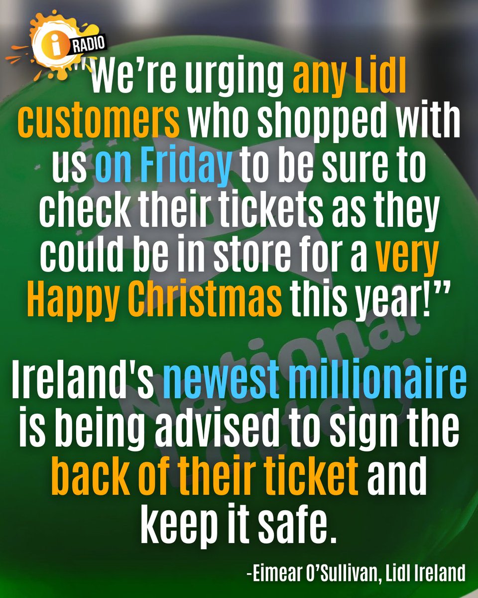 ThisisiRadio's tweet image. Cavan lotto players get checking your tickets!!

A Lidl in county Cavan has sold the 17 million euro winning ticket last Friday 💰

Not a bad Christmas present 🎁

#lotto #winner #millionaire #Cavan