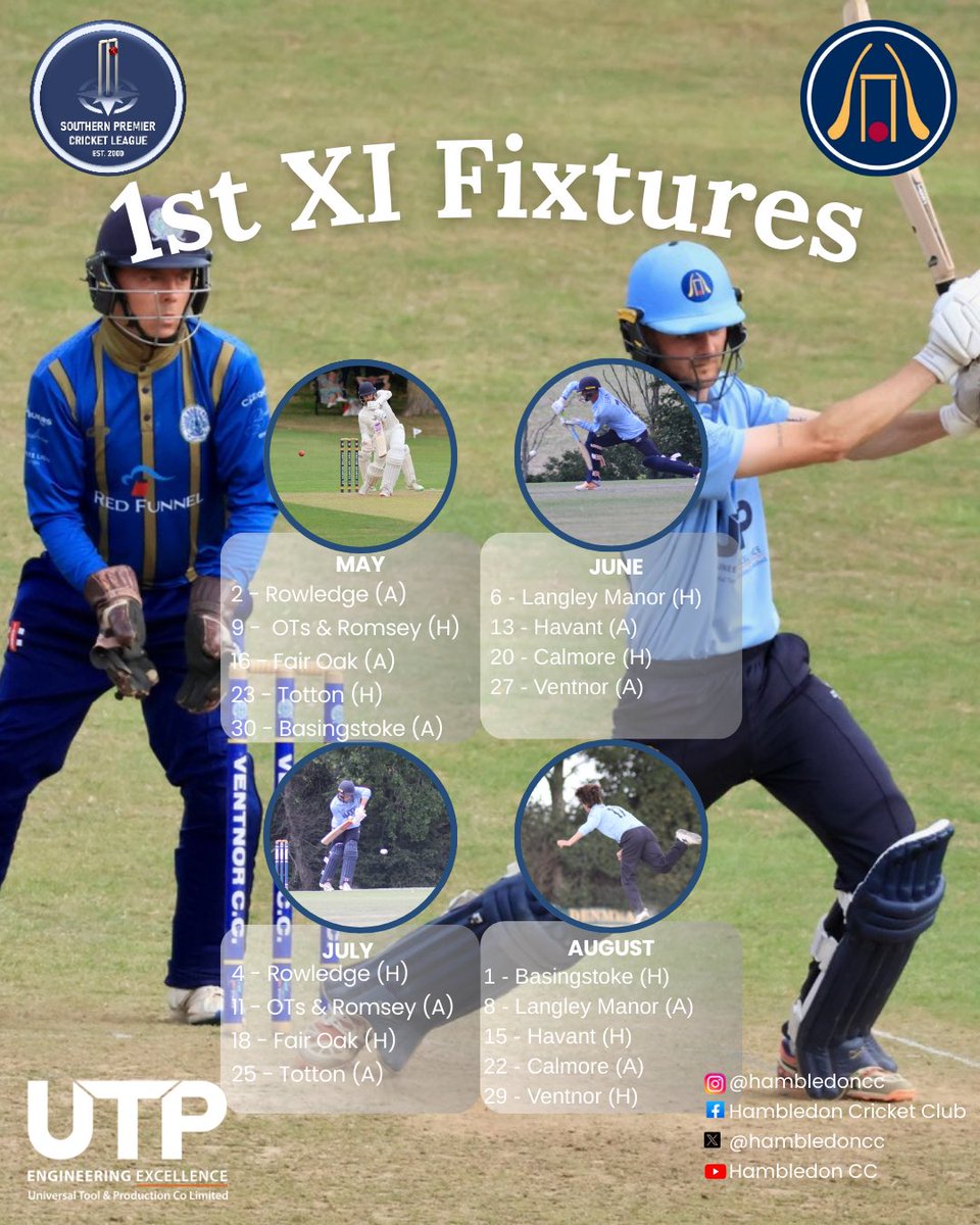 hambledoncc's tweet image. 1st XI fixtures for 2026 in SPL1!