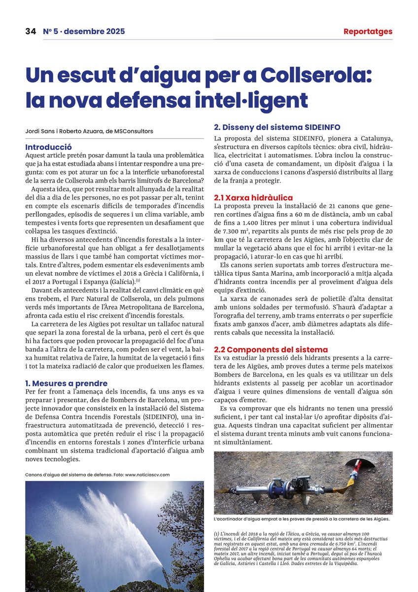 MSconsultors's tweet photo. Orgullosos d’aportar coneixement! Jordi Sans i Roberto Azuara (@MSconsultors) publiquen un article a la revista de les associacions de #BombersdeBarcelona, Alarma!, sobre com protegir #Collserola davant el risc d’#incendisforestals.
#Emergències #ProteccióCivil #SIDEINFO https://t.co/dF2fTy4lB5