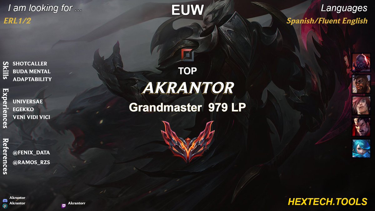 After reaching GM again I want to say that Im still LFT for 2026 looking for an ERL1/2 Team. 
I want to prove that Im ready for the professional level and will do whatever it takes to keep moving forward.

More info or Vods through MD. RTs appreciated ❤️🫡