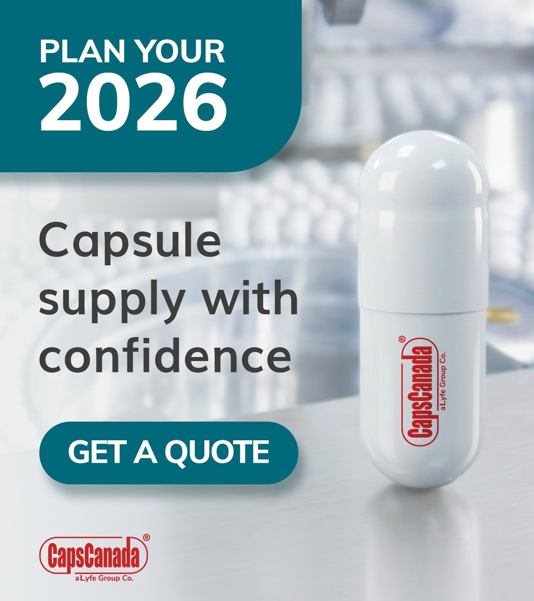 capscanada's tweet image. Secure your capsule supply for 2026 with confidence.
We help manufacturers plan ahead with reliable availability, technical support, and consistent quality — year after year.
-
Get a quote today:hubs.ly/Q03Xc9nx0
-
#CapsCanada #EmptyCapsules