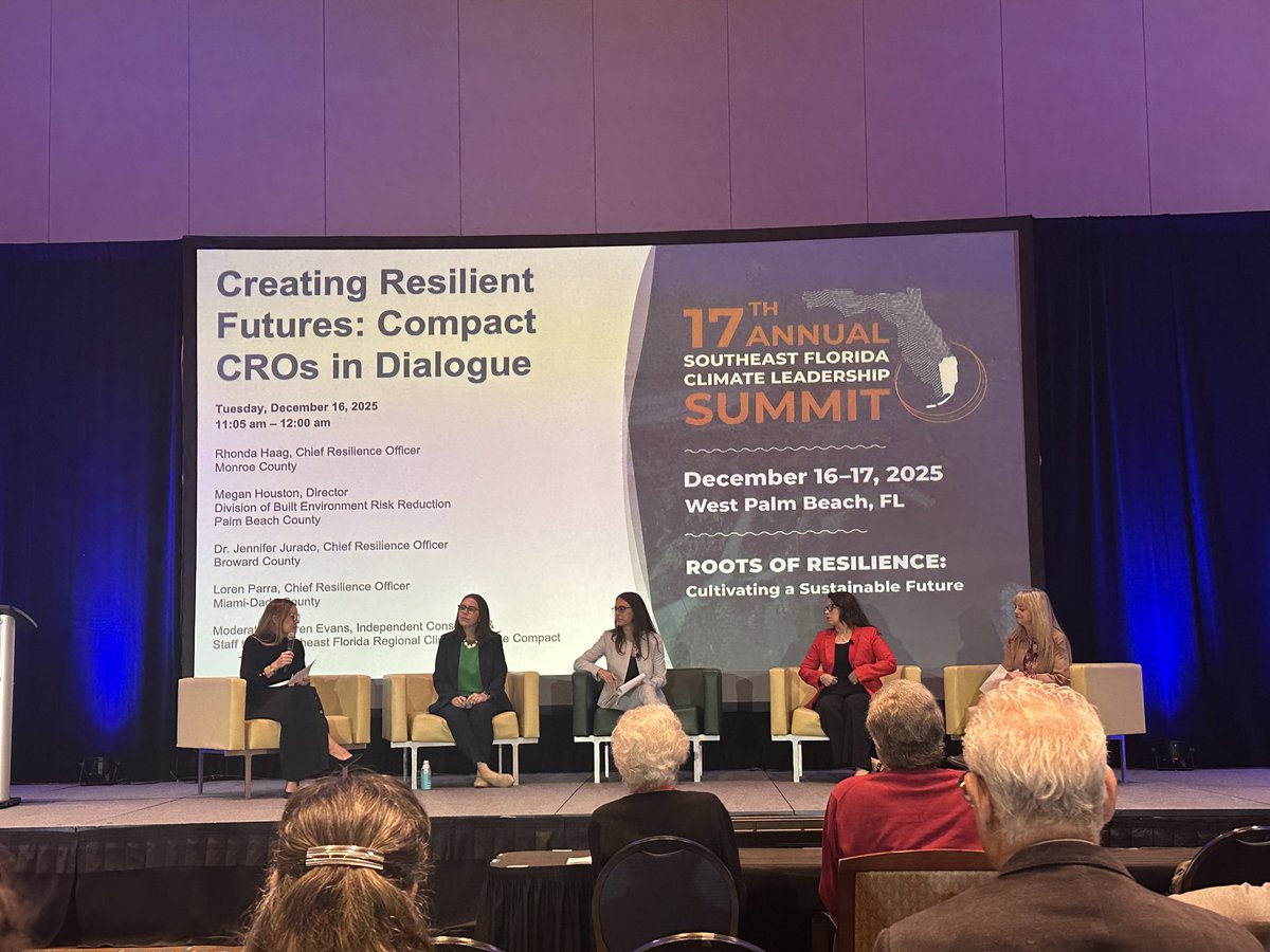 Chief Resilience Officer panel at the 17th Annual <a href="/SEFL_Compact/">SEFL Climate Compact</a> Annual Summit. Regional resilience is powered by female leadership!