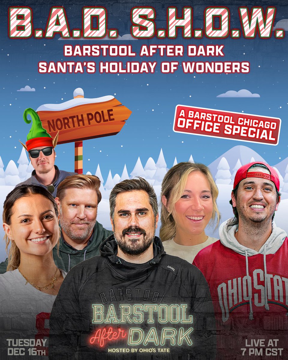 OhioTate's tweet photo. The whole office is getting together tonight for a Christmas Spectacular 

Tune in at 8 pm Eastern / 7 pm Central 

It’s going to be a #BADshow https://t.co/VO1KzufII6