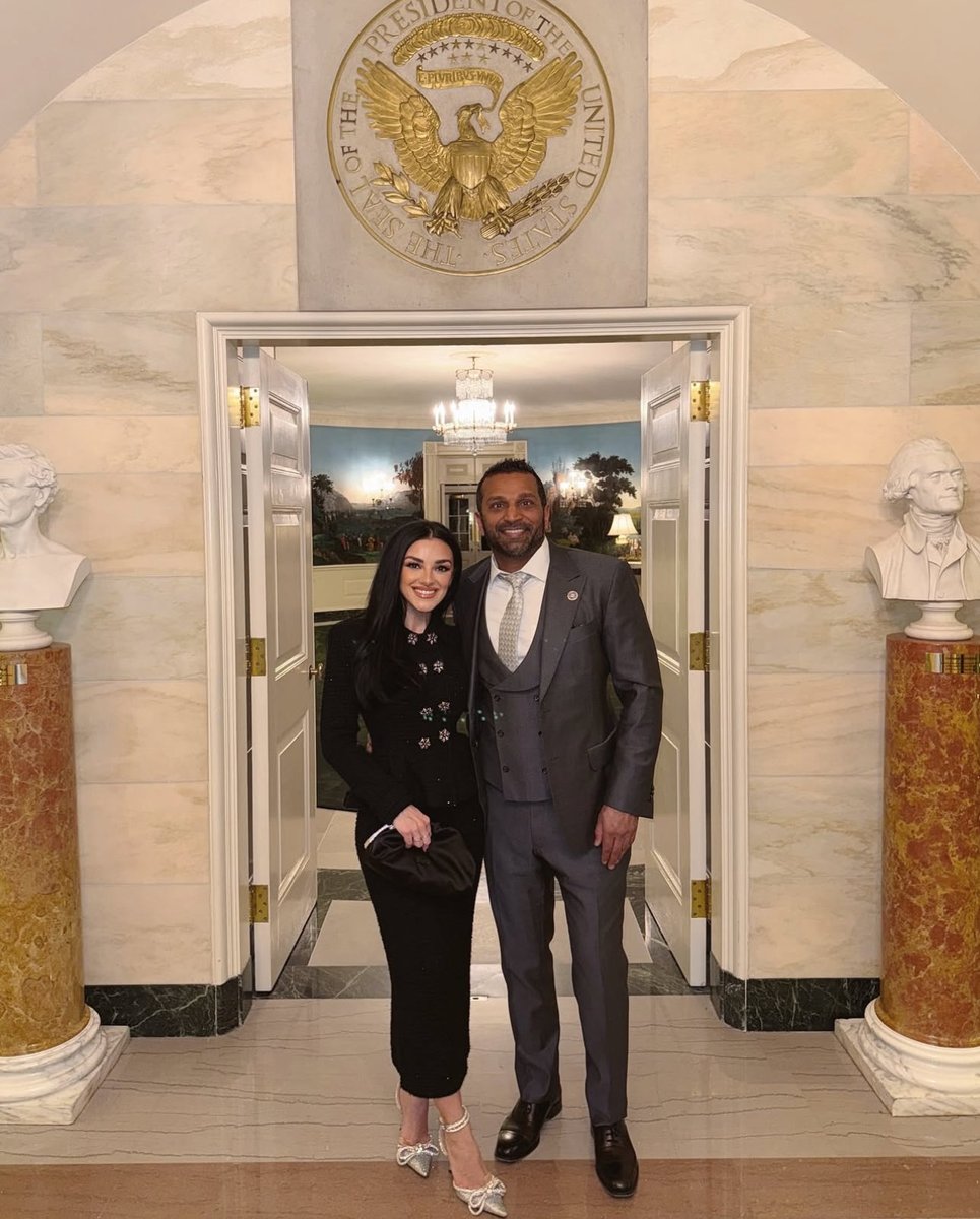 patriottakes's tweet photo. Kash Patel attended the White House Christmas Party with his girlfriend as the Brown University shooter still remains at large https://t.co/JGYOTK2OgA