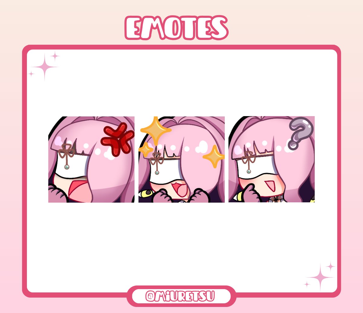 Miuretsu's tweet photo. @_VGen_ Hi I’m Miuretsu, a small freelance artist focused mainly on creating custom emotes. I’m slowly growing and learning as an artist within the creative community.
🌸 My VGen profile
https://t.co/yUBpQwPPiq
🎨 My portfolio
 https://t.co/MKNWlvFmiZ
Thank you for this opportunity 🫶✨ https://t.co/MdOqnZGu47