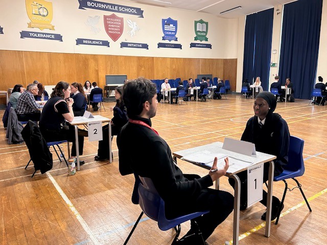 BournvilleSch's tweet photo. Y11 mock interviews took place this morning.  Thank you to the many professionals who gave up their time to give our students this valuable opportunity.  Another excellent careers event! #ambition #tradition #post16options https://t.co/QOZAyTTai8