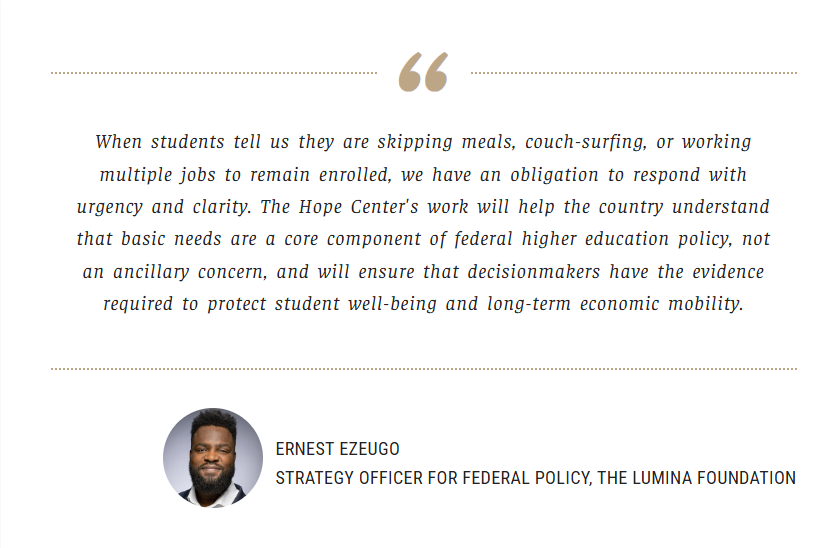 We’re thrilled to announce new support from <a href="/LuminaFound/">Lumina Foundation</a> to strengthen federal policy on student basic needs. This grant will help us advance data-driven solutions so every student can access food, housing, mental health care &amp; more. Read more: hope.temple.edu/newsroom/state…