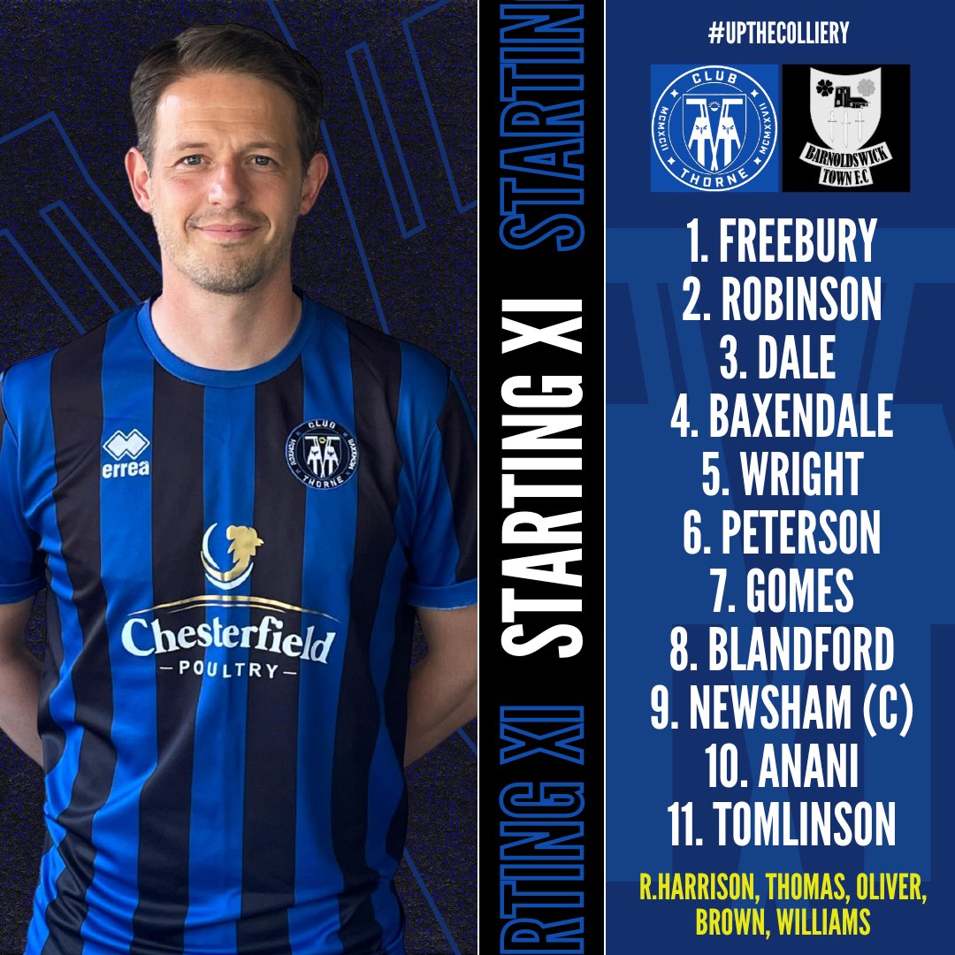 clubthornecoll's tweet photo. Lineup…
Tonight’s lineup to take on Barnoldswick Town in County Cup action 🔵⚫️
#upthecolliery | #wrcc https://t.co/oC55J4WdB4