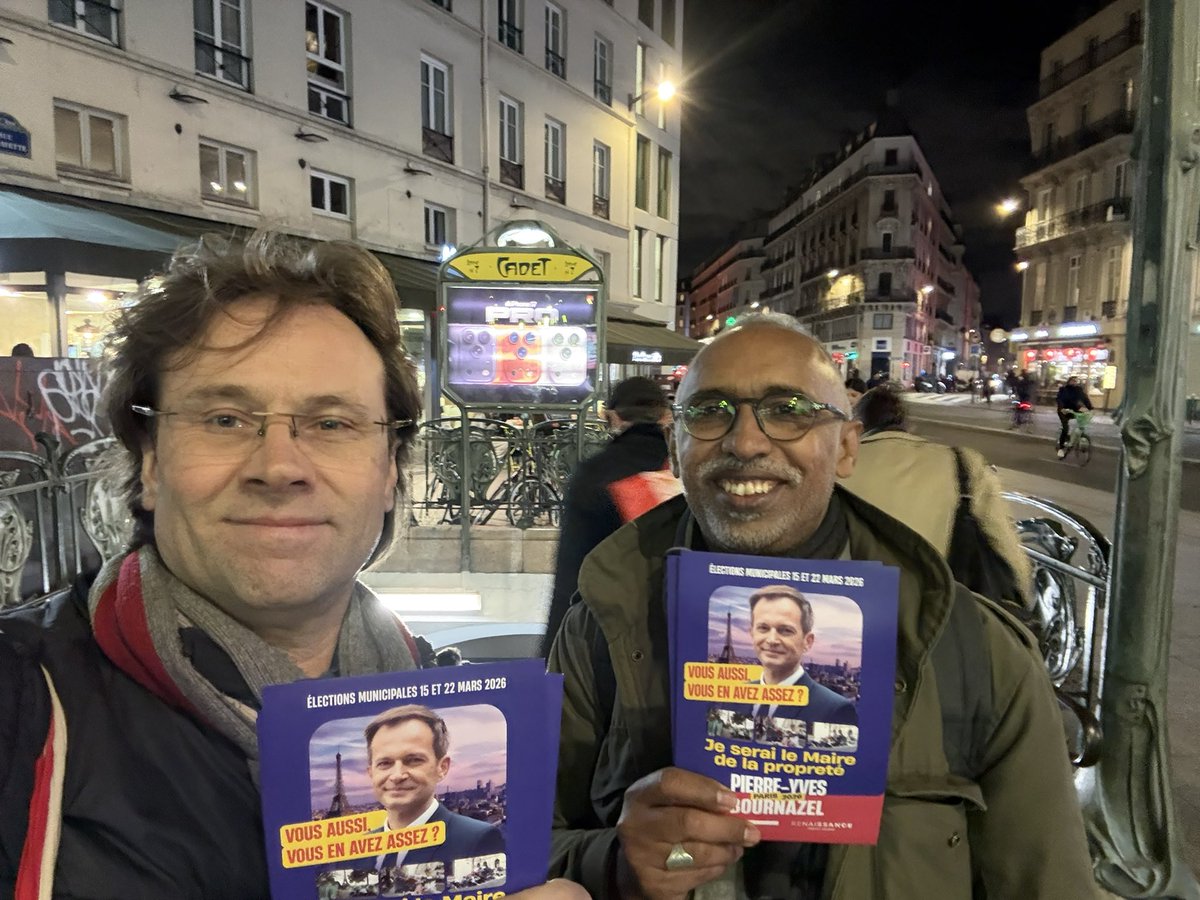 Métro Cadet, les habitants  #Paris9 attendent le vrai changement proposé par <a href="/pybournazel/">PierreYves Bournazel</a> pour la #PROBITÉ, la #SÉCURITÉ, la remise en ordre des #FINANCES, la #PROPRETÉ, le #LOGEMENT, …. 
avec des #ENCOURAGEMENTS 📣 à la <a href="/PYBteam/">Team Bournazel</a> à poursuivre pour gagner #Paris pour eux. 🙏🙏🙏