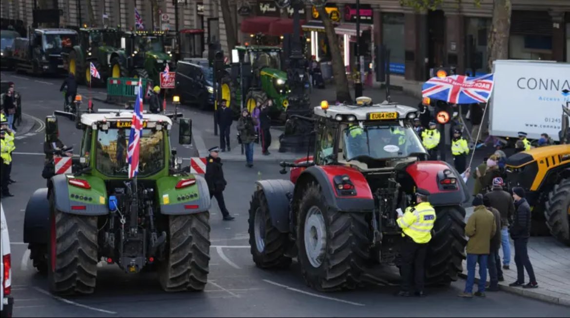 UK farmers protested with their tractors. 
Insert song: 
🎶 I Think Your Tractor’s Sexy🎶