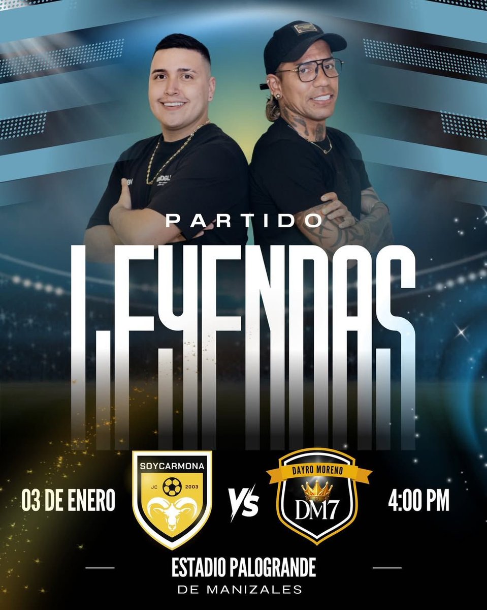 #Deportes | Manizales vivirá una tarde histórica de fútbol y emoción. El máximo goleador del fútbol colombiano, Dayro Moreno, regresa a su casa para hacer vibrar el Estadio Palogrande con un espectáculo inolvidable. 

Junto al reconocido empresario Juan Carmona, presentará el