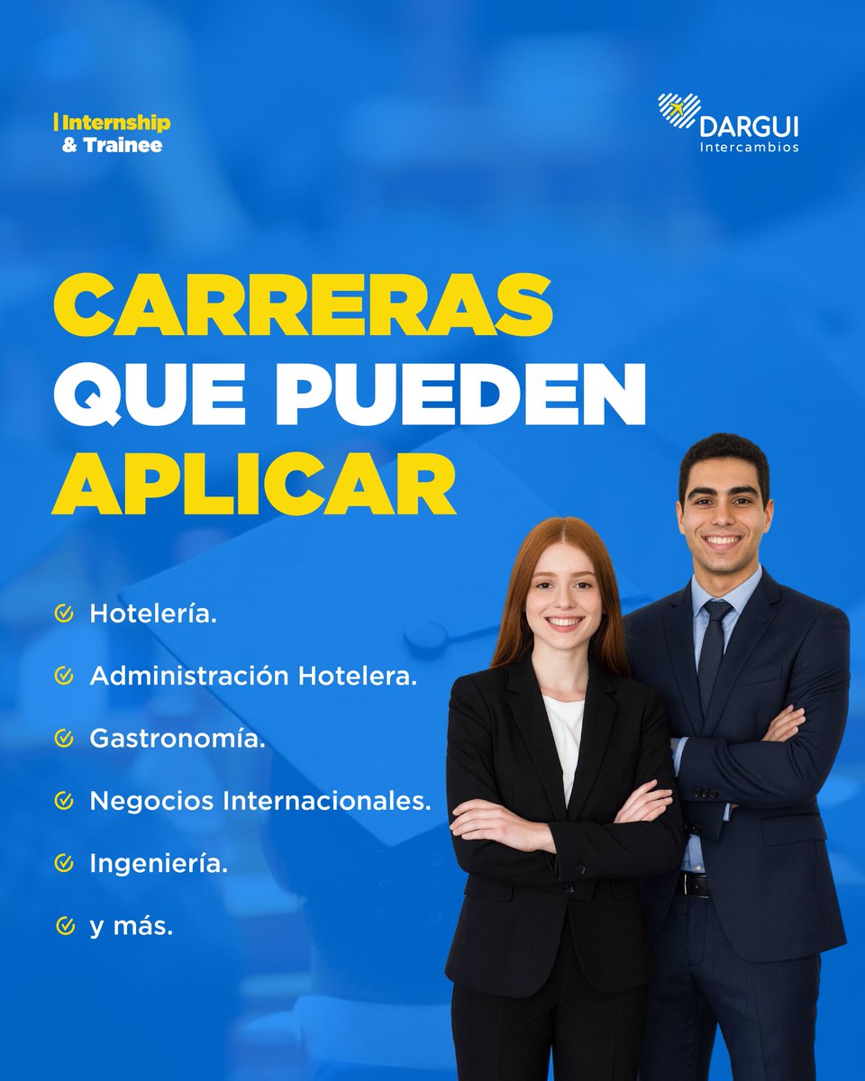 Dargui_Int's tweet photo. Si ya estás por acabar tu carrera, esto te interesa 📚🧳

No se trata solo de viajar,se trata de usar tu carrera, ganar experiencia real y volver con algo que te diferencie.

Tu siguiente paso puede ser más grande ✈️🔝

#internships #españa #usa #practicas #dargui https://t.co/sa2Of4HUFW