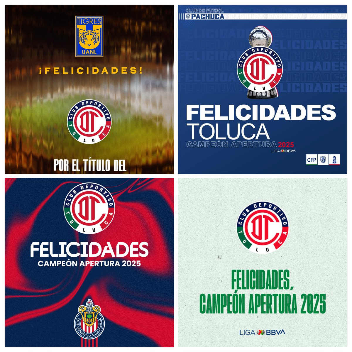 EstadioToluca's tweet photo. ¡Muchas gracias a toda la familia del fútbol mexicano por sus felicitaciones!

Y quienes no lo hicieron (🦅🚂🐱🤠🐶⚓️) disculpen las molestias que este bicampeonato provoca.

#Un1do2 | #UN12 https://t.co/xac8062Q6u