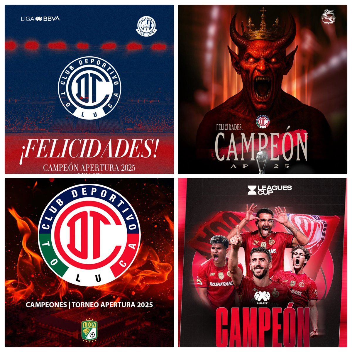 EstadioToluca's tweet photo. ¡Muchas gracias a toda la familia del fútbol mexicano por sus felicitaciones!

Y quienes no lo hicieron (🦅🚂🐱🤠🐶⚓️) disculpen las molestias que este bicampeonato provoca.

#Un1do2 | #UN12 https://t.co/xac8062Q6u