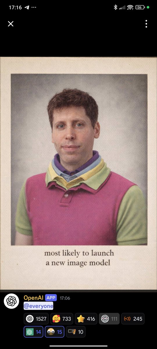 Parece que, según anuncian en su discord, va a salir un nuevo modelo de generación de imagen de OpenAI de manera inminente... ¿Cuando lo liberarán? 

#openai
#novedad