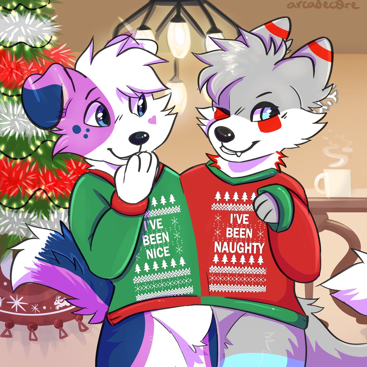 BlizzTheWolf's tweet photo. Hey hey…we all know I’m really the nice one 😉 ✨ 🎄 

🎨: @arcadec0re https://t.co/187Bi0rhwh