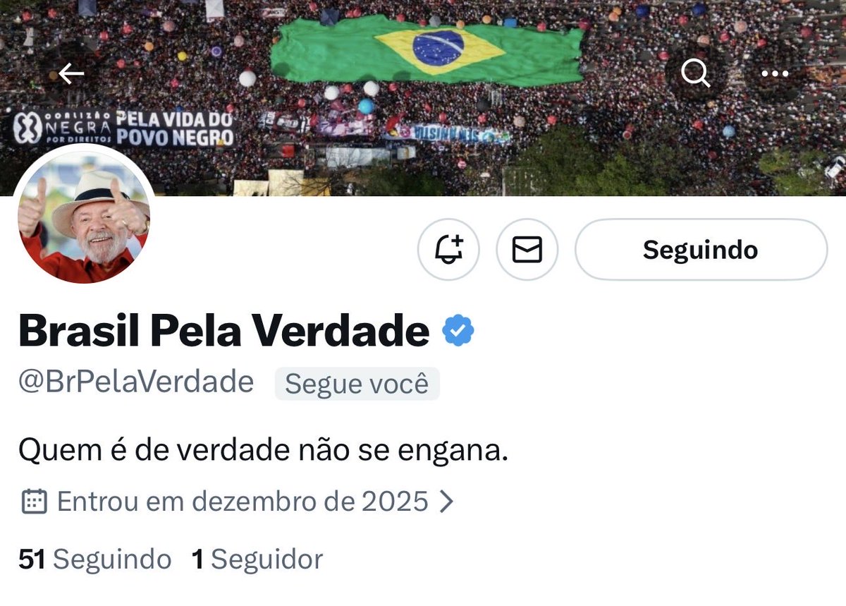 lazarorosa25's tweet image. 🚨 ATENÇÃO, MILITÂNCIA!

Sigam o @BrPelaVerdade , um canal criado pra impulsionar a mobilização nas redes, defender o povo e a democracia, apoiar o governo Lula e desmascarar a extrema direita. O perfil anterior foi derrubado sem qualquer justificativa, mas o perfil retornará…