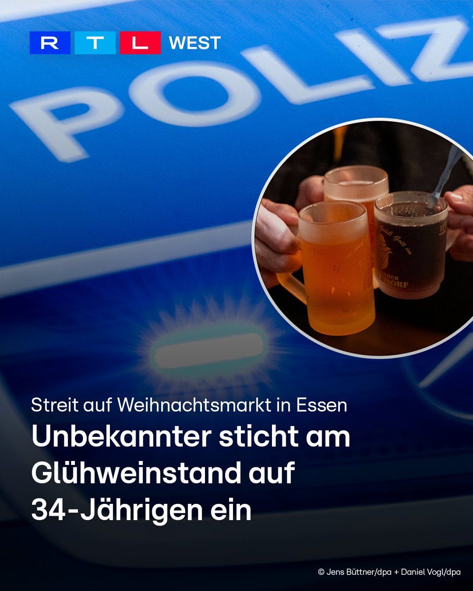 Blutiger #Streit auf dem #Weihnachtsmarkt in #Essen. An einem #Glühweinstand wurde ein 34-Jähriger bei einer #Auseinandersetzung mit einem #Messer schwer verletzt. Der Mann aus #Herne hatte mit Bekannten #Glühwein getrunken, als es zum Streit mit einem anderen Besucher kam. Der