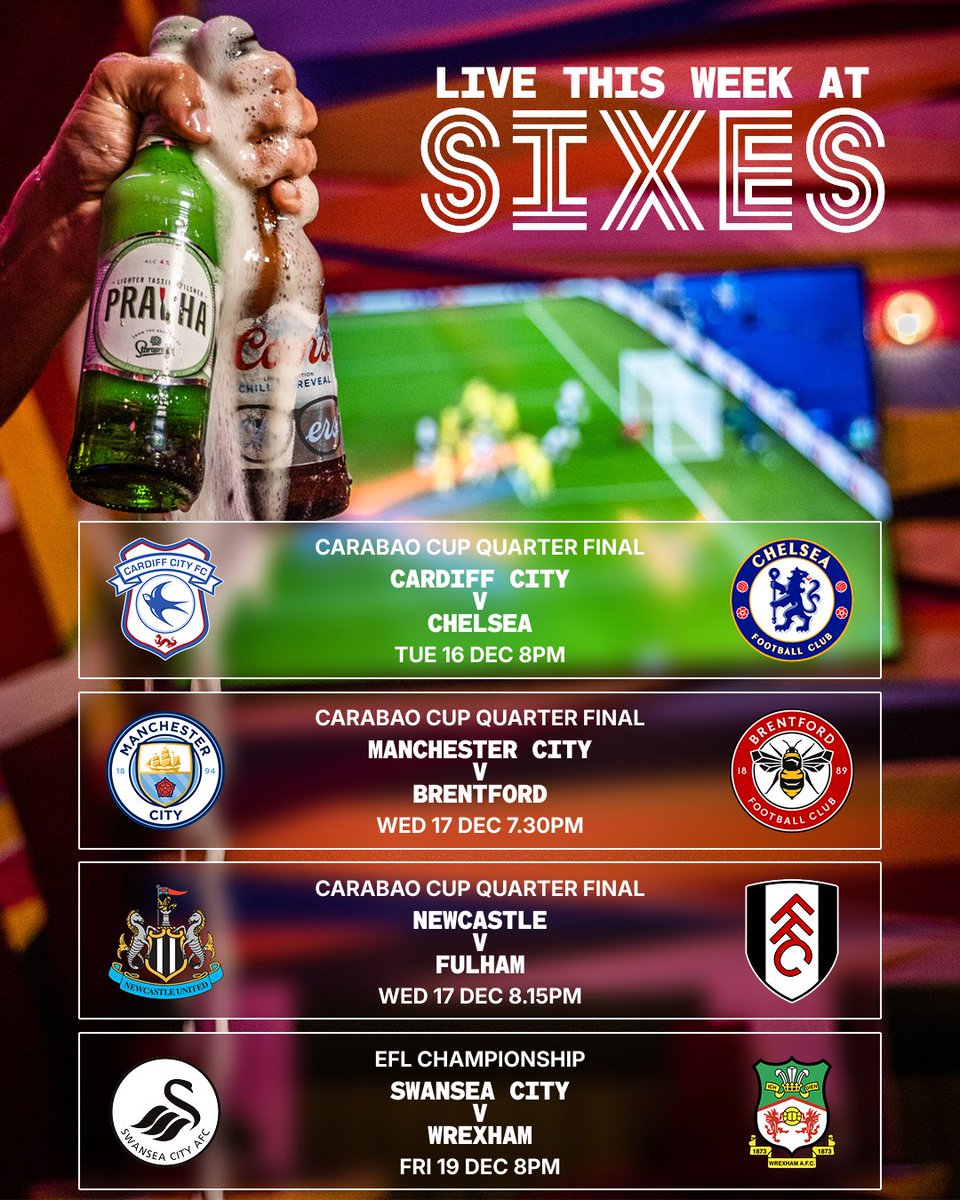 This week at Sixes:

⚽ Live football on the screens

🏏 50% off nets, Tuesday, Wednesday and Thursday

Book now: sixescricket.com/book