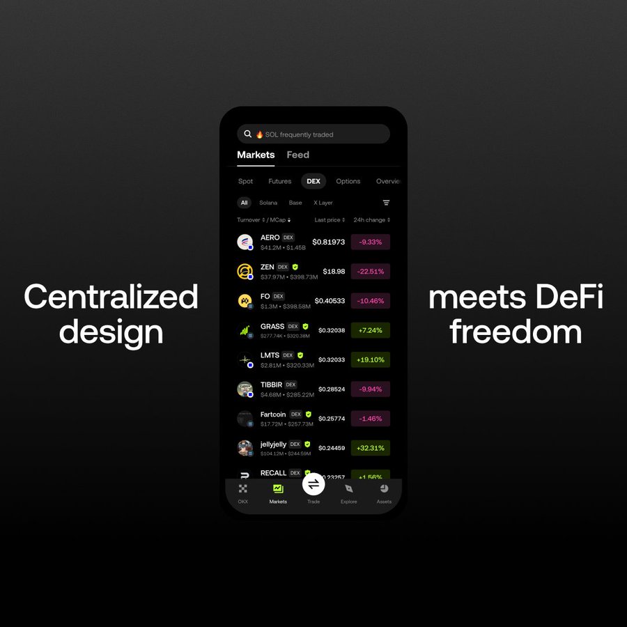 Solana CeDeFi on <a href="/okx/">OKX</a> in a nutshell:

fast, fiat-friendly experience of CeFi, while staying fully non-custodial and on-chain like true DeFi

#cefi #defi #ad #crypto