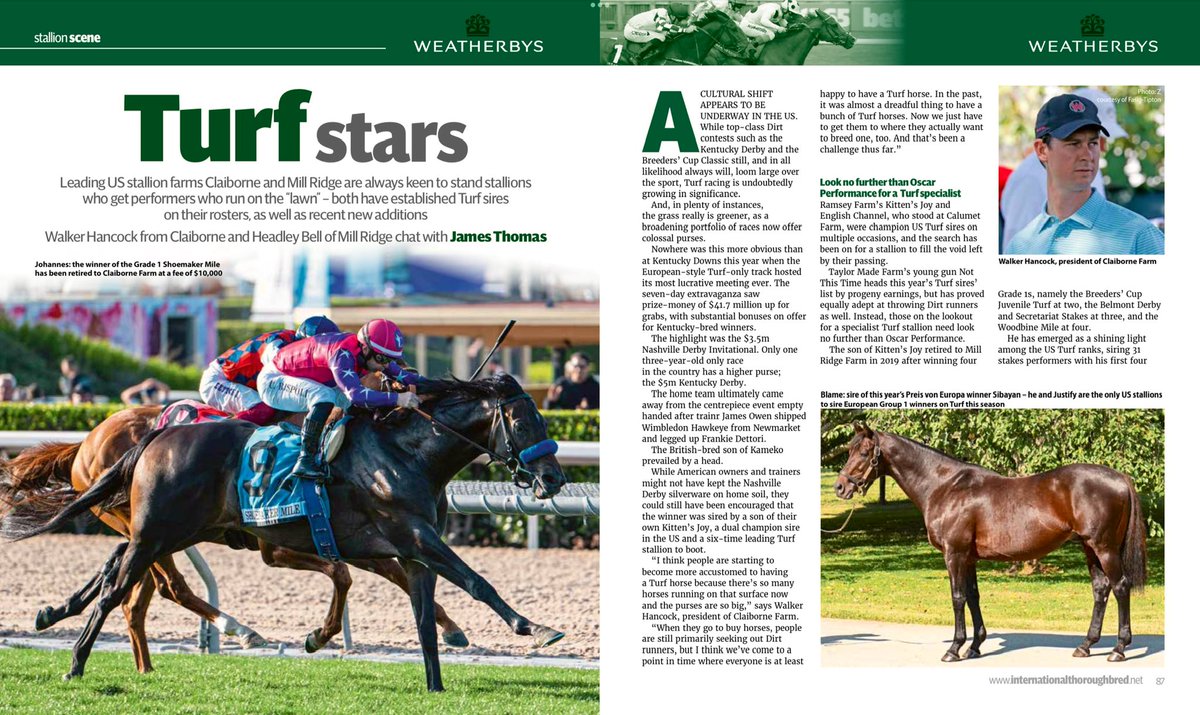 weatherbysltd's tweet image. There’s some excellent content in the December edition of the International Thoroughbred Magazine - ‘Stallion Review 2025’ 👉🏻 7su0.short.gy/ITB_December20…
Within the ‘Weatherbys Stallion Scene’ section we take you to 🇺🇸 and visit @millridgefarm &amp;amp; @claibornefarm where @jamesbthomas11…