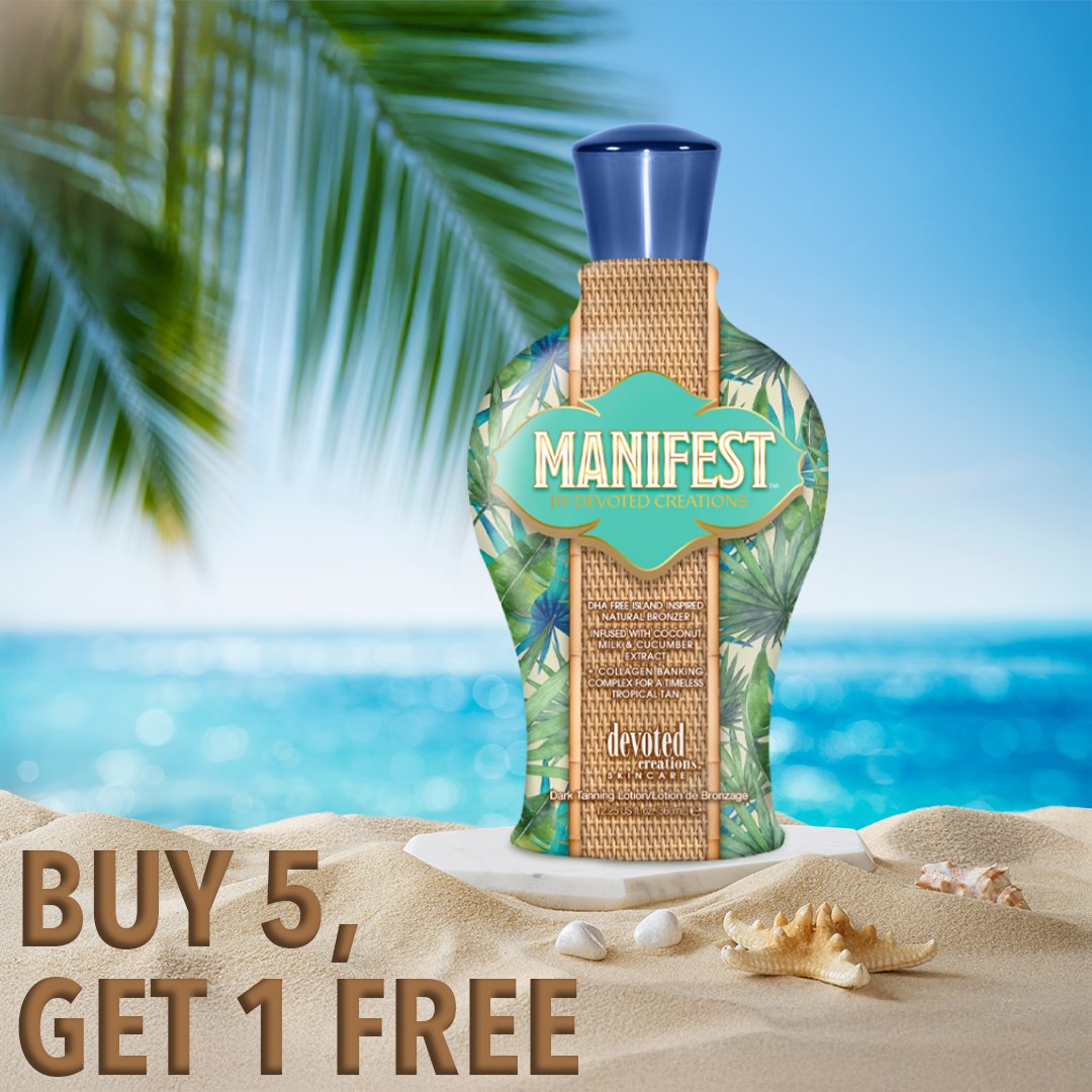 FSTanning's tweet image. Get your deepest glow with Manifest! 🏝☀️

This luxe bronzer blends Raspberry Ketones for a golden-brown hue and collagen bronzers to replenish and preserve skin’s firmness.

Buy 5, Get 1 FREE! 👉 fstanning.com/devoted-creati…