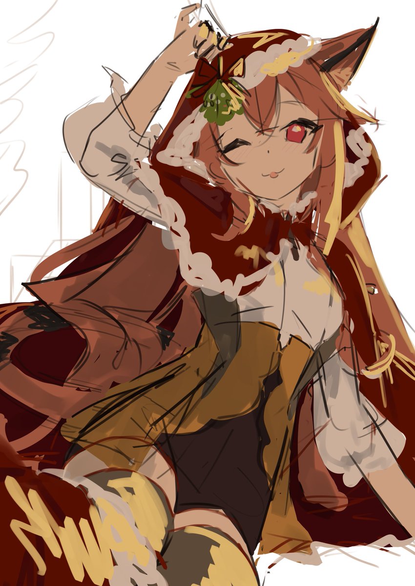 Another Christmas cat sketch, this time it's me!  The mistletoe isn't for you though, sorry 💚