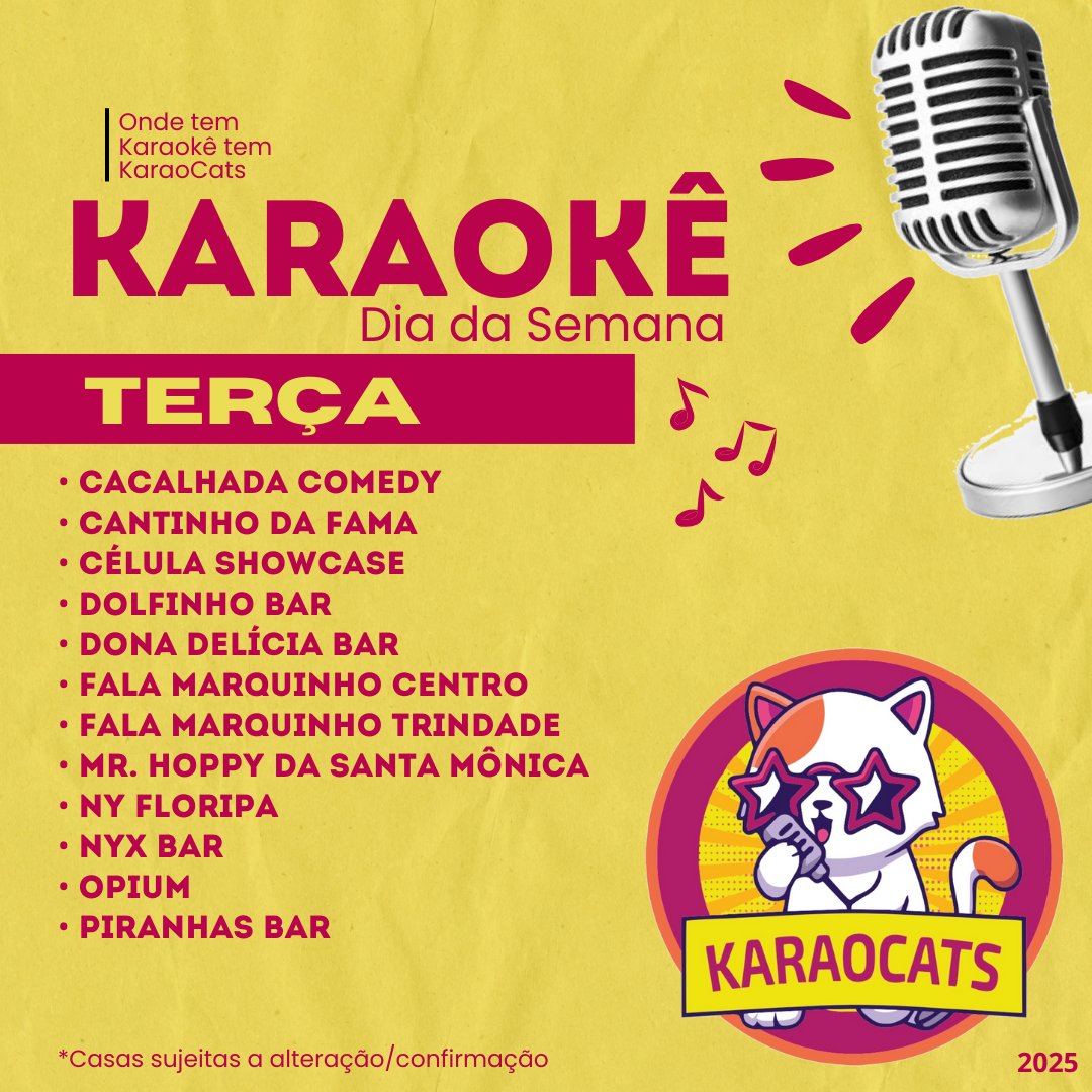 karaocats's tweet photo. Karaokê na terça 16/12
https://t.co/7WIxdtqkNb
#karaoke #karaocats #cantar #musica #florianopolis https://t.co/xCIXSF6WXs