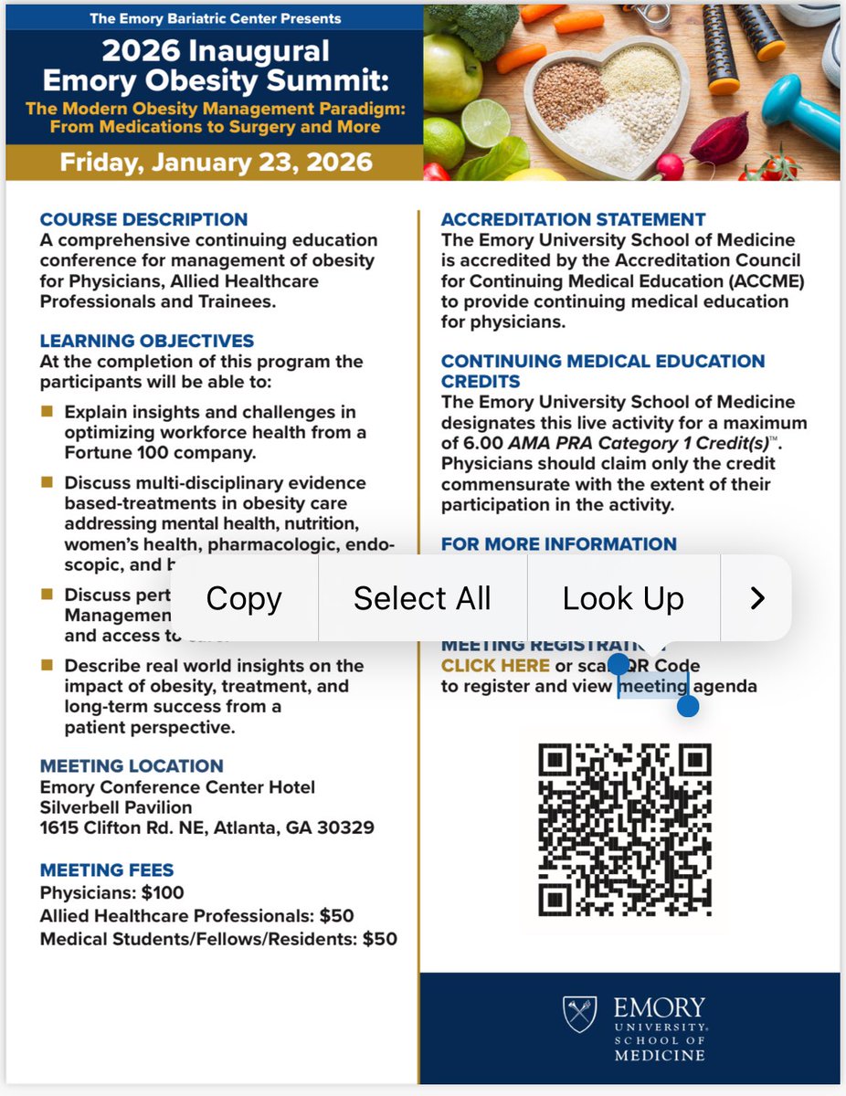 EricKnauerMD's tweet photo. Emroy Obesity Summit. Register now!!
@EmorySurgery @EHechenbleikner @AnkitPatelMD @EdLinEmory @emoryhealthcare https://t.co/O54KgBVkJC