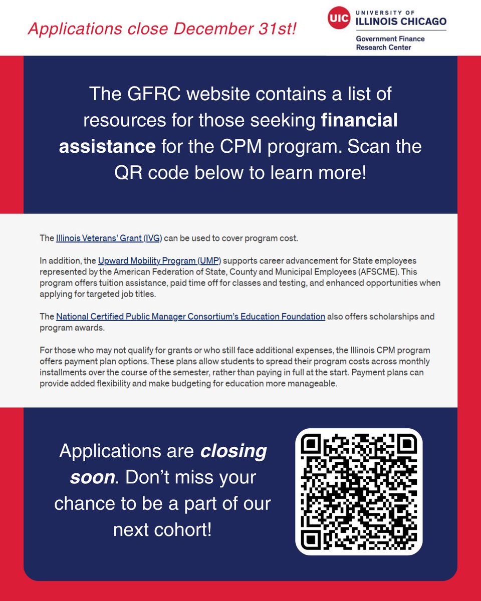 govfinanceUIC's tweet image. Curious about the Illinois Certified Public Manager® #curriculum? Click through to read more about the seven core competencies this program offers, and don't forget to apply now before our application deadline of 12/31!
