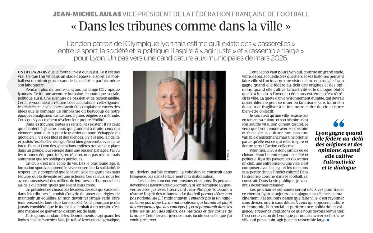Sandrine Runel calomnie pour éviter de parler de ce qu’ils ont fait : une ville bloquée, divisée, et gouvernée avec LFI.
Jean-Michel Aulas, lui, est constant : refus des extrêmes, dialogue, rassemblement.

À Lyon, ils préfèrent salir plutôt que s’expliquer.
Les Lyonnais jugeront.