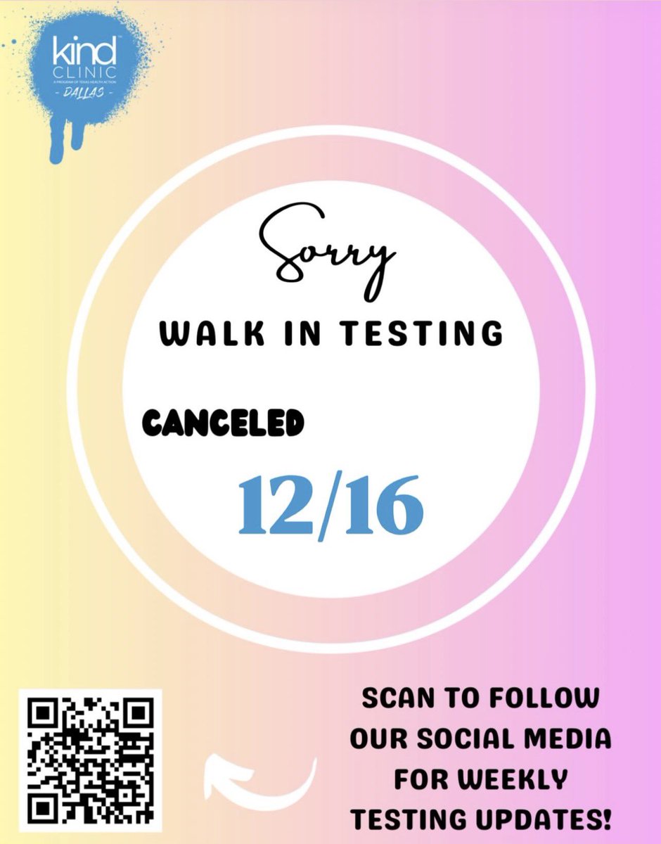 KindTestingDTX's tweet image. Dallas walkins are cancelled tonight besties! Check the link in our bio for more testing opportunities this week ✨