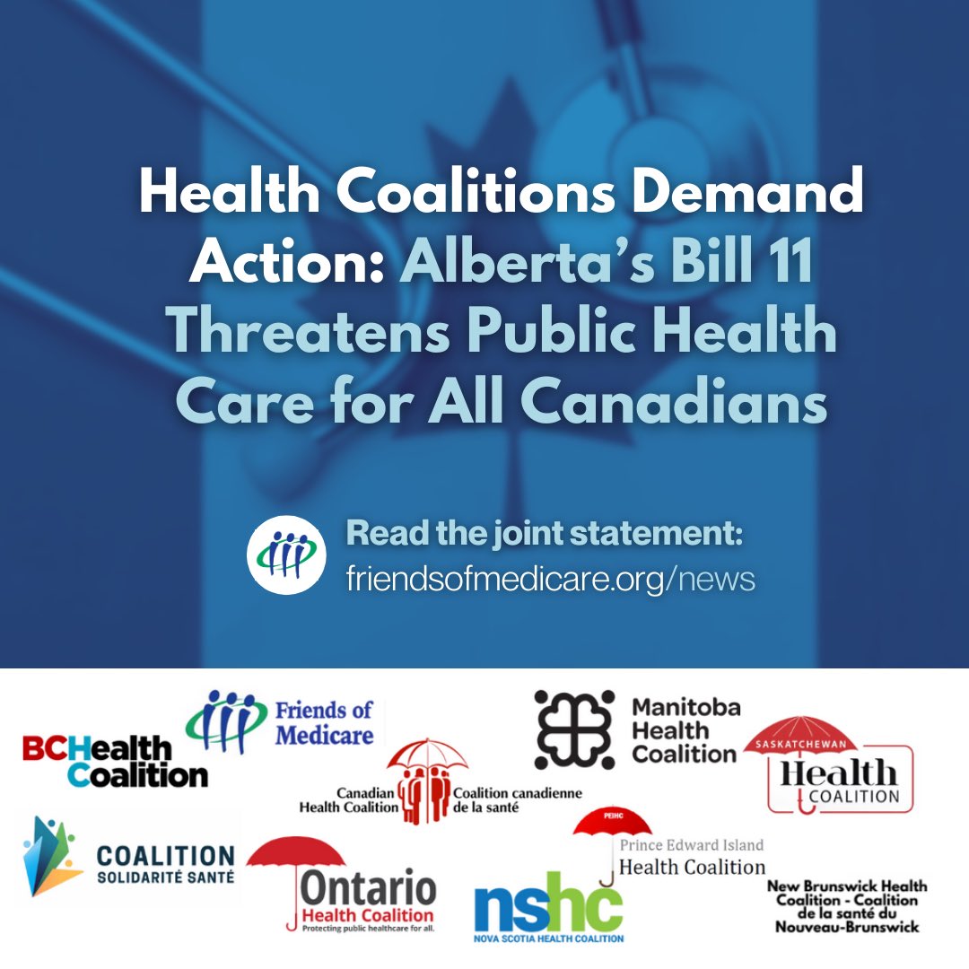 In an open letter to the Prime Minister and Health Minister, Health Coalitions representing over three million Canadians call on the federal government to intervene in the face of two-tier Medicare being brought in by Alberta's Bill 11.

Read the letter: friendsofmedicare.org/uphold_thecana…