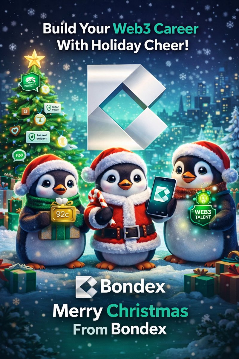 AquaCinta's tweet photo. This is my entry for the @bondexapp  Xmas Poster Challenge, featuring a festive penguin theme with Bondex at the center, highlighting how career building can be global, fun, and meaningful.

Powered by Bondex https://t.co/W85MO3N5wk