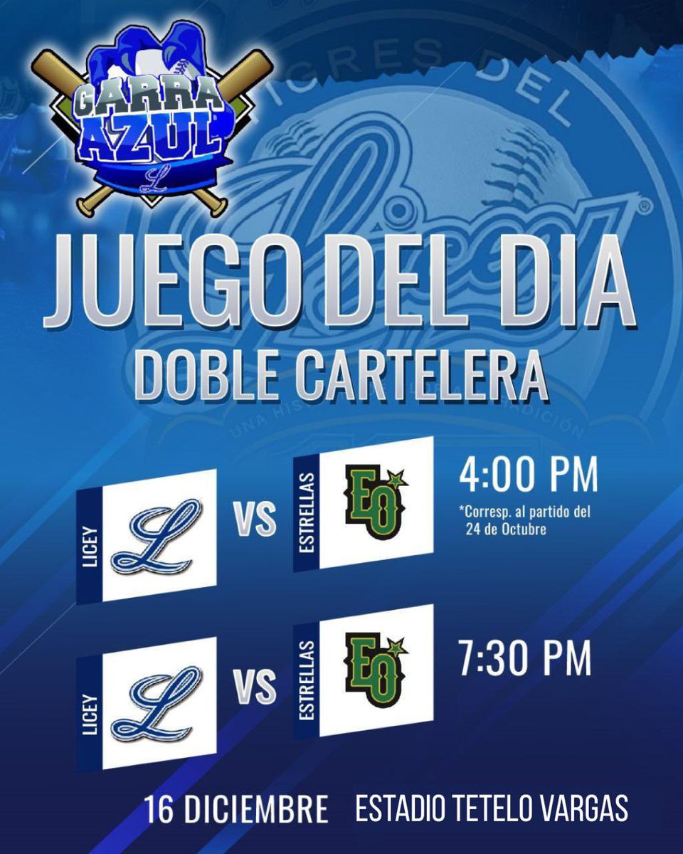 GarraAzulLicey's tweet photo. SPM es territorio azul.

Doble cartelera, mismo objetivo: GANAR DOS VECES.

Hoy no se negocia la actitud.
Hoy se juega con orgullo.
Hoy los Gloriosos Tigres del Licey se sienten más fuertes que nunca.

💙⚾ ¡Dos juegos, dos victorias!
📍 San Pedro de Macorís es Azul.
🐯💙🐯💙 https://t.co/Dp4RLd8HdZ
