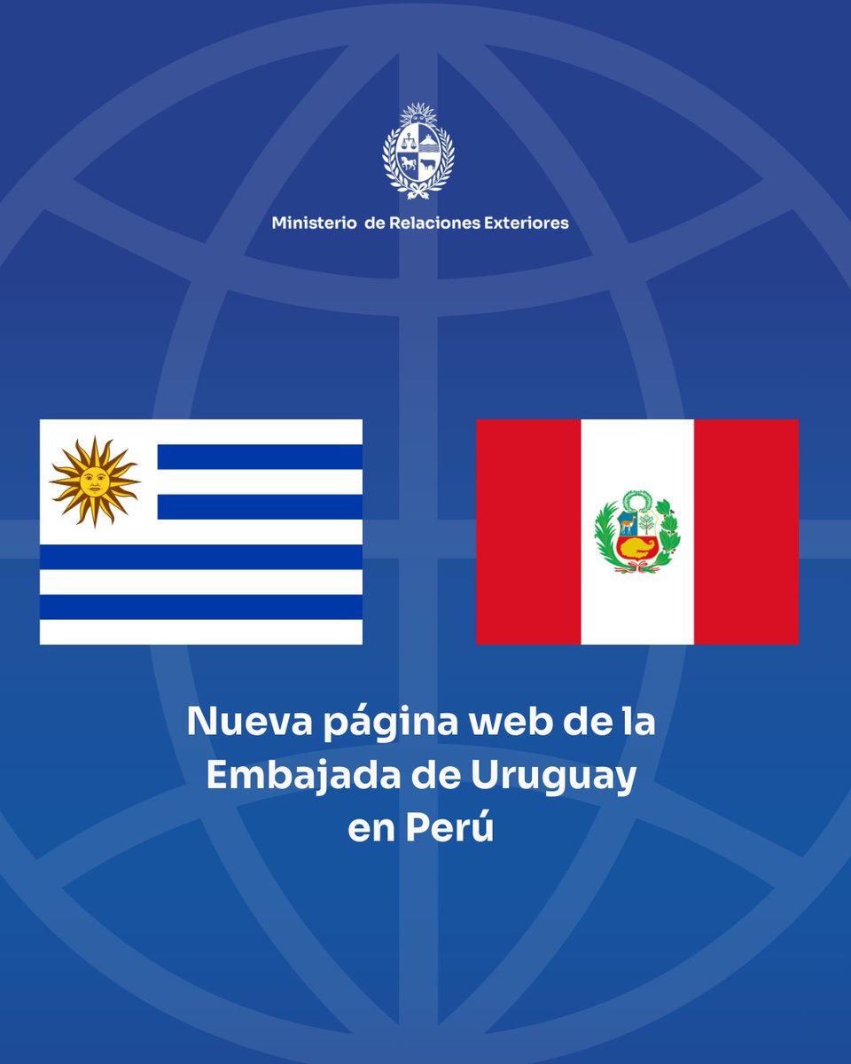 🌐 La Embajada de Uruguay en Perú tiene nueva página web.

📶 Desde hoy la plataforma está disponible al público gracias a una iniciativa de <a href="/CancilleriaUy/">Cancillería Uruguay 🇺🇾</a> y Agesic para ofrecer a la ciudadanía un servicio actualizado, permanente y accesible.

➕Más información⤵