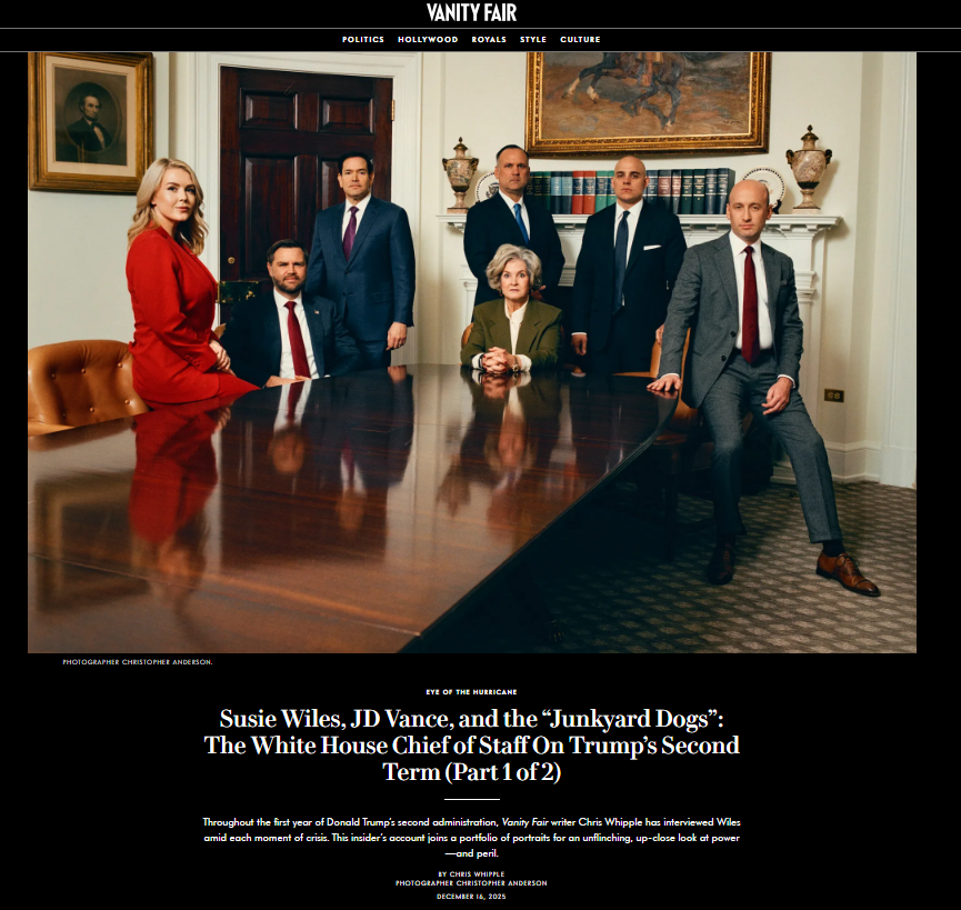 prof_preobr's tweet image. Ого, ничего себе!
Сюзан Уайлс, влиятельнейшая и очень непубличная глава аппарата Белого дома (на фото в центре), дала интервью Vanity Fair, и это реально бомба в смысле откровенности признаний и характеристик.
Вот основные:

- она видела документы дела Эпштейна, и Трамп там…